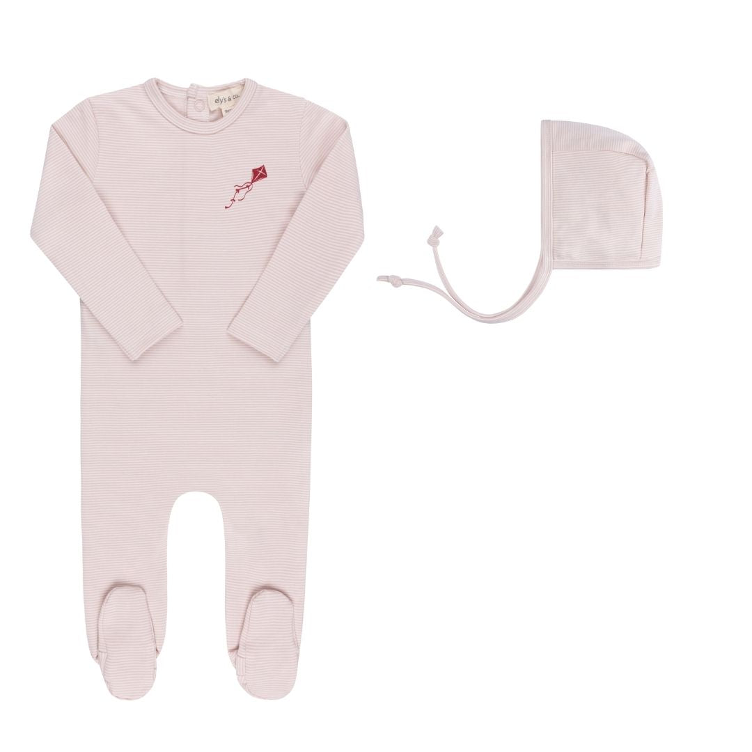 Ely's & Co Organic French Terry Kite Footie - Pink Stripe Ely's & Co Organic French Terry Kite Footie - Pink Stripe