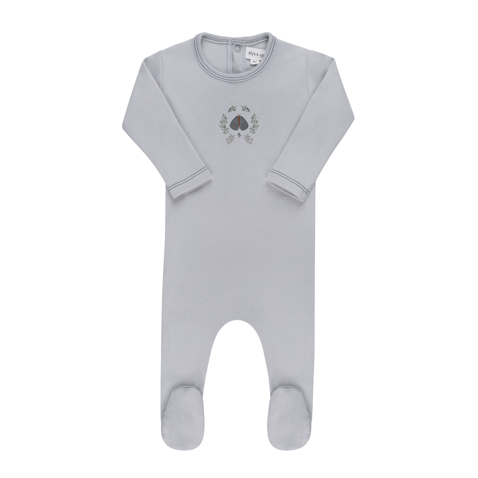 Soft blue Cotton Baby Footie – Garden Floral Center