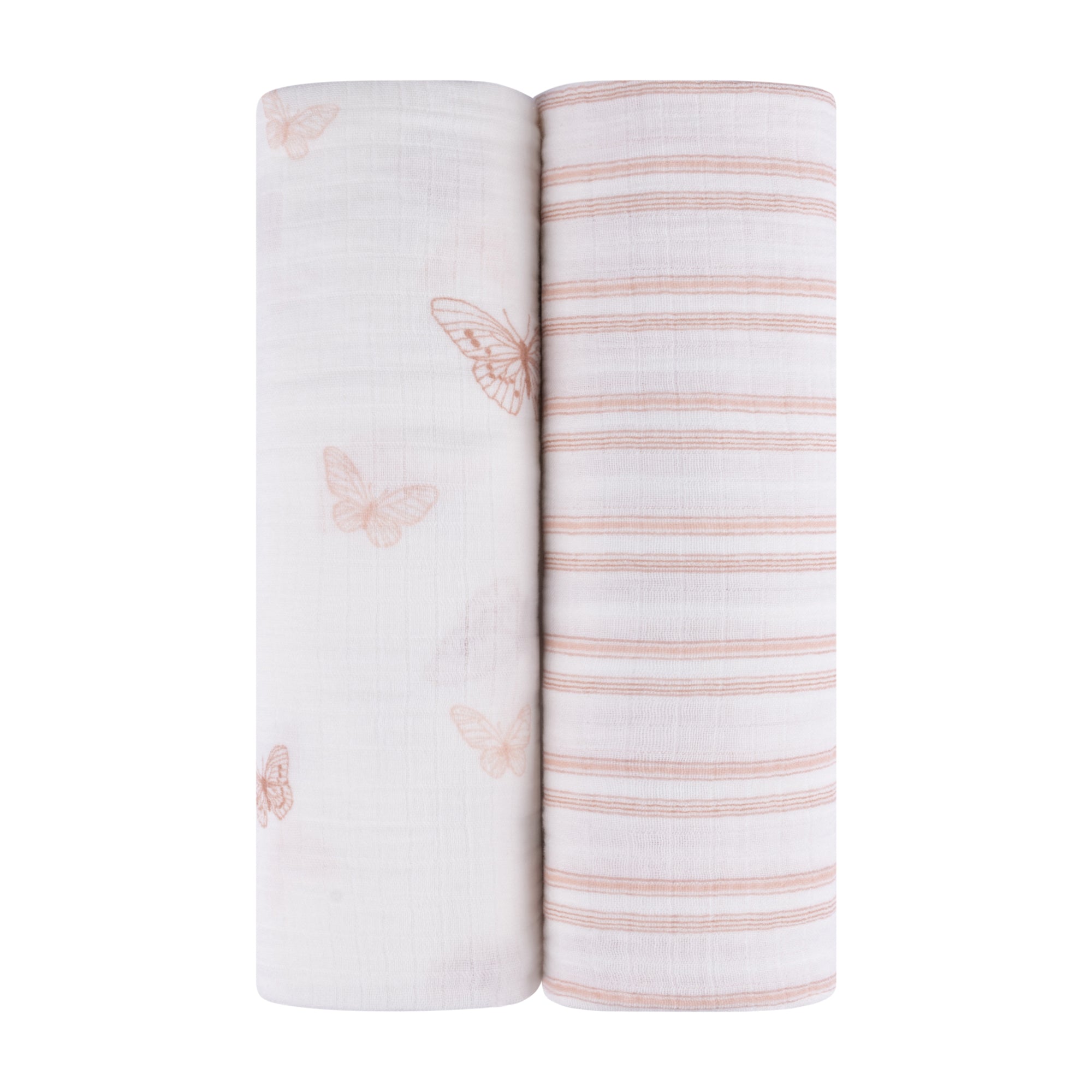 2 Pack Cotton Muslin Swaddle Blanket - Pink Butterfly