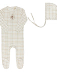 Modal French Terry Plaid Sheep Collection - Footie + Bonnet