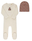 Velour Plaid Bear Collection - Footie + Beanie