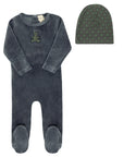 Velour Plaid Bear Collection - Footie + Beanie