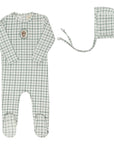 Modal French Terry Plaid Sheep Collection - Footie + Bonnet