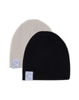 2 Pack Jersey Cotton Beanie Hat Set