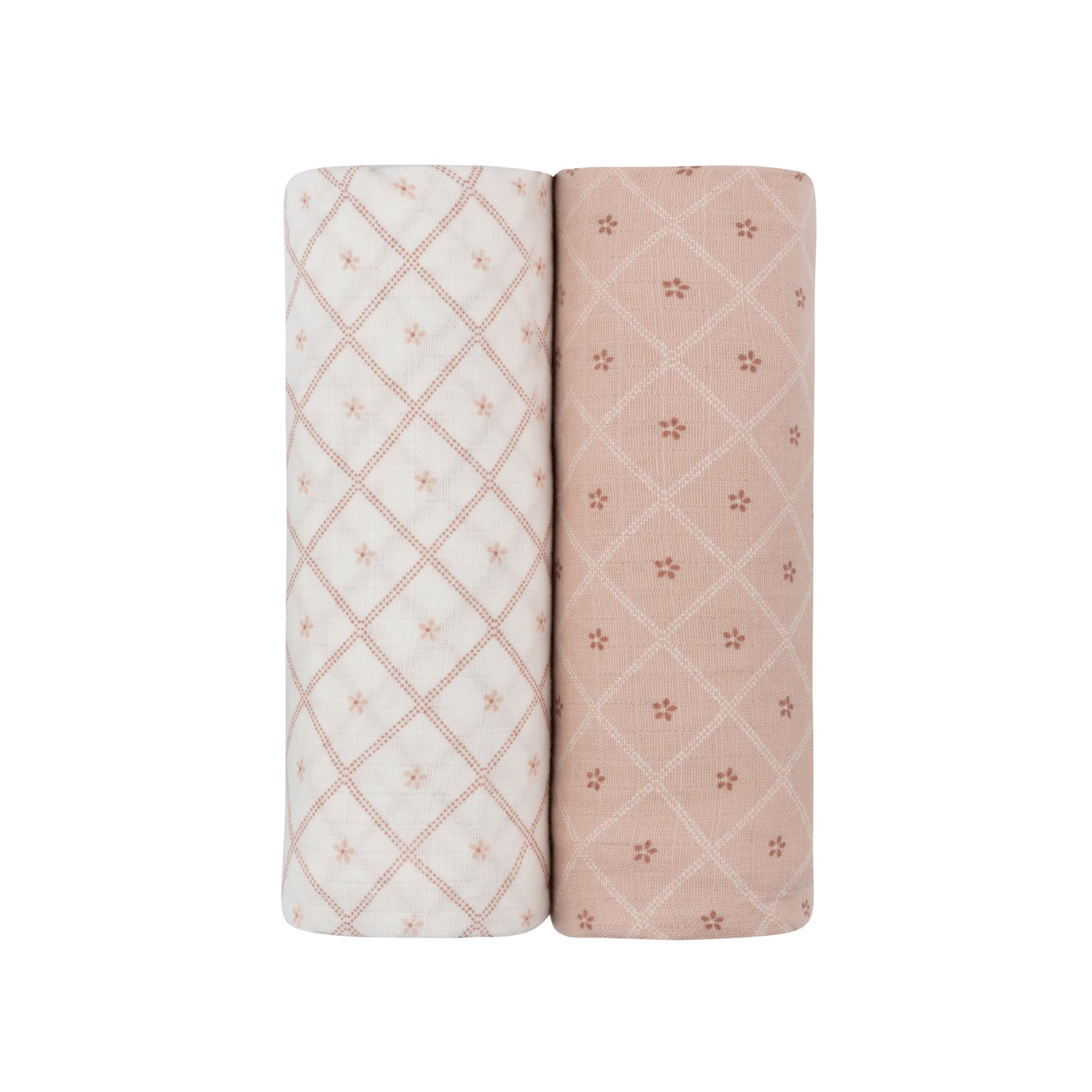 2 Pack Muslin Swaddles - Diamond Floral