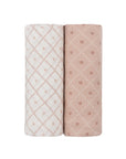 2 Pack Muslin Swaddles - Diamond Floral