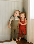Cotton Floral Plaid Collection - Bodysuit + Overalls