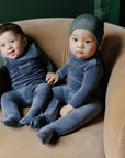 Velour Plaid Bear Collection - Footie + Beanie