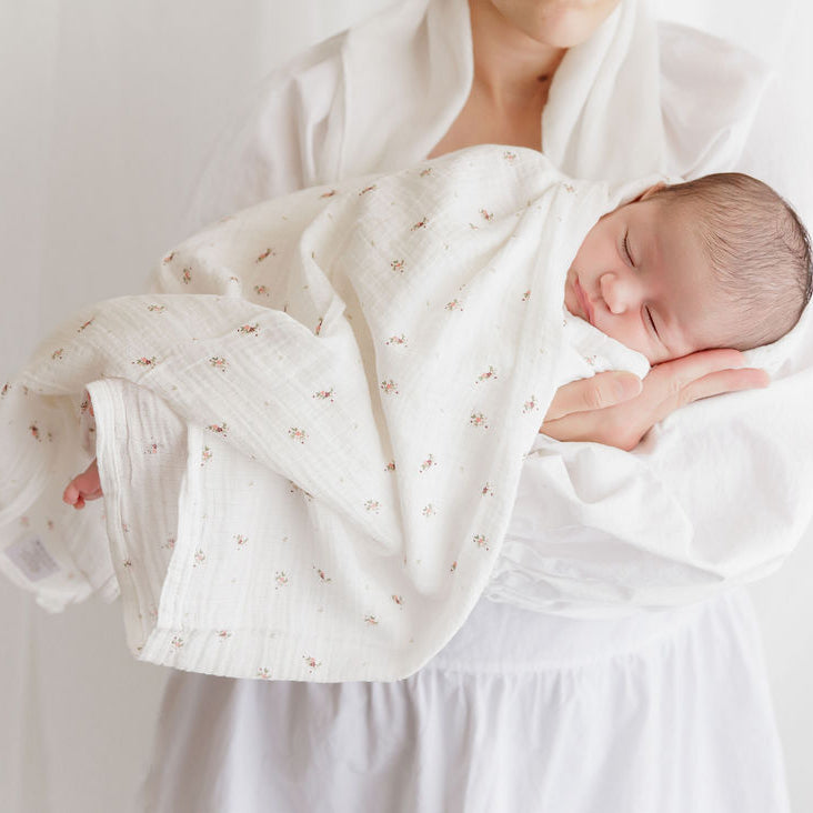 Breathable Floral Muslin Cotton Baby Swaddle