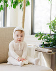 Heart and Star Button Pointelle Collection - Footie + Bonnet