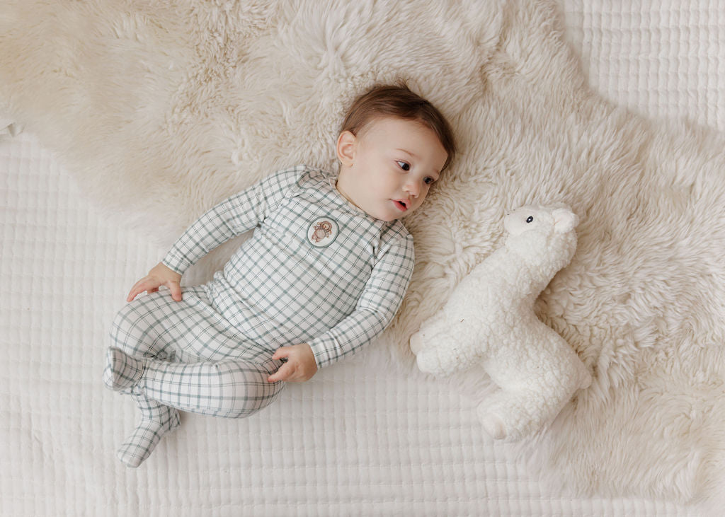Modal French Terry Plaid Sheep Collection - Bib