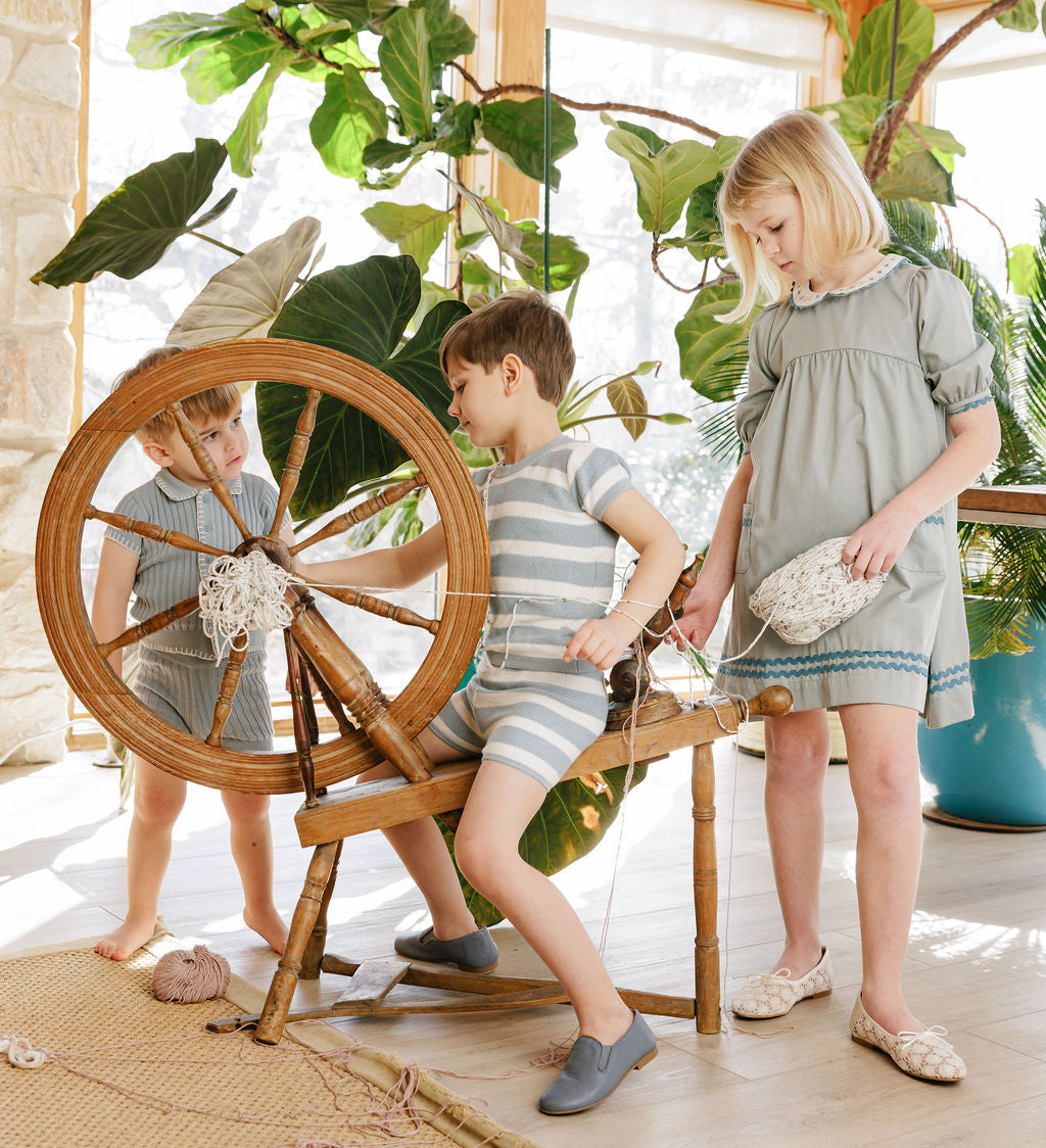 Tulip Collar Short Sleeve Linen Dress – Wave Collection