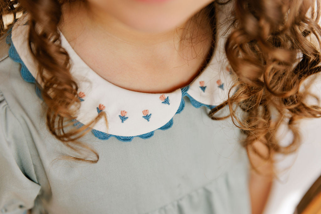 Tulip Collar Short Sleeve Linen Dress – Wave Collection