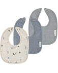 3 Pack Muslin Terry Bibs - Blue Nautical
