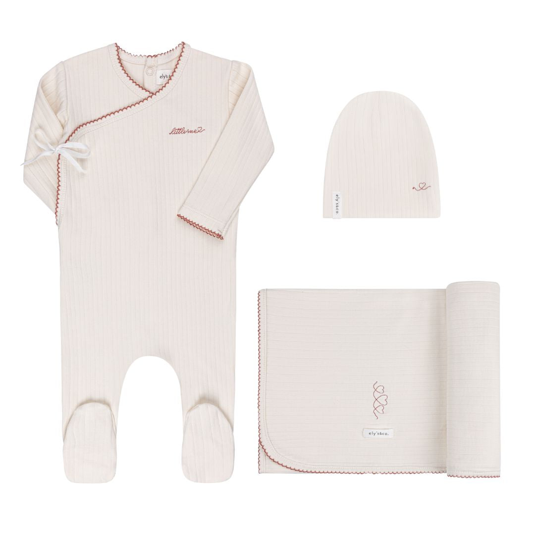 Ely's & Co Organic Cotton Little One Standard 3 Pc Set - Ivory/Pink Ely's & Co Organic Cotton Little One Standard 3 Pc Set - Ivory/Pink