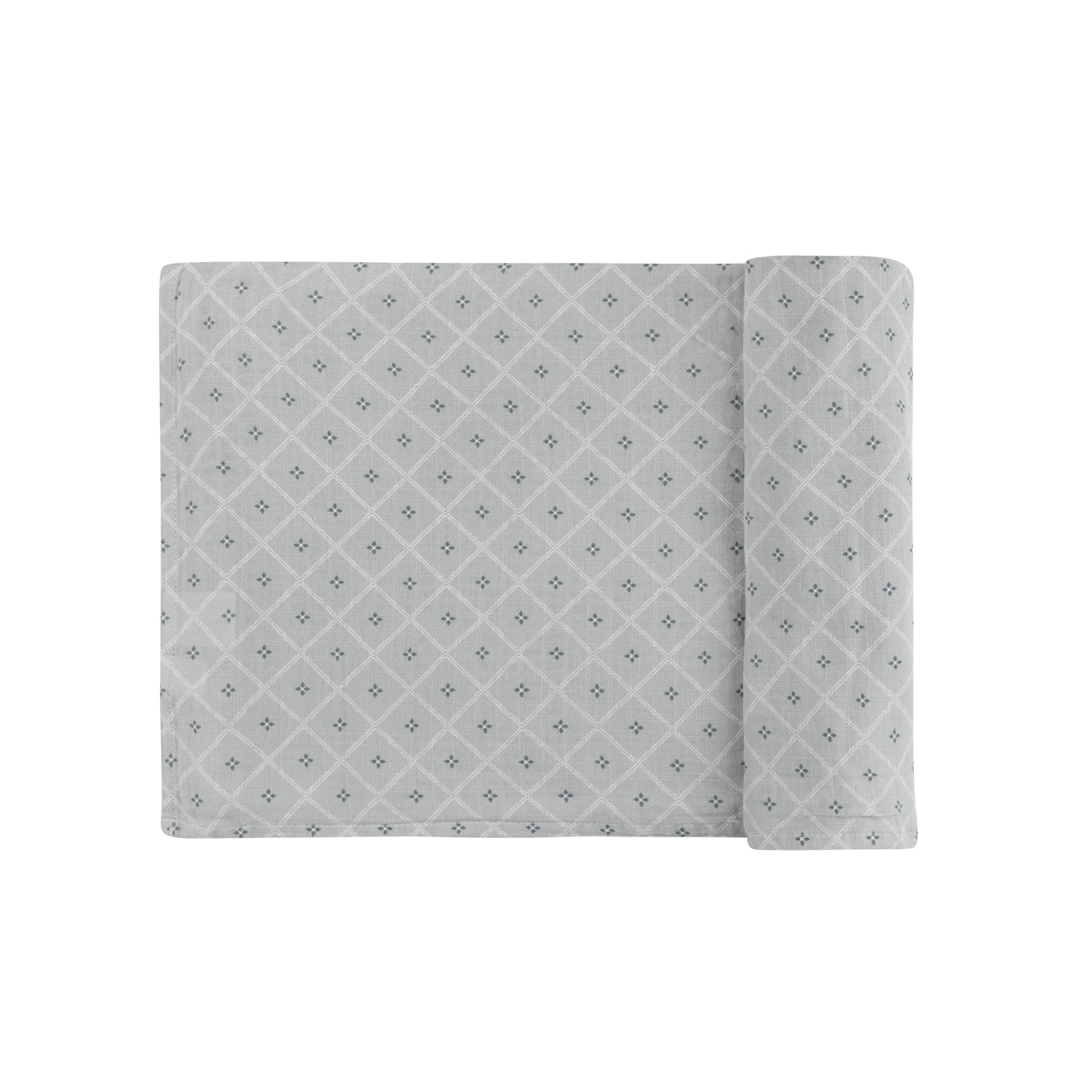 Blue Diamond Floral Muslin Swaddle