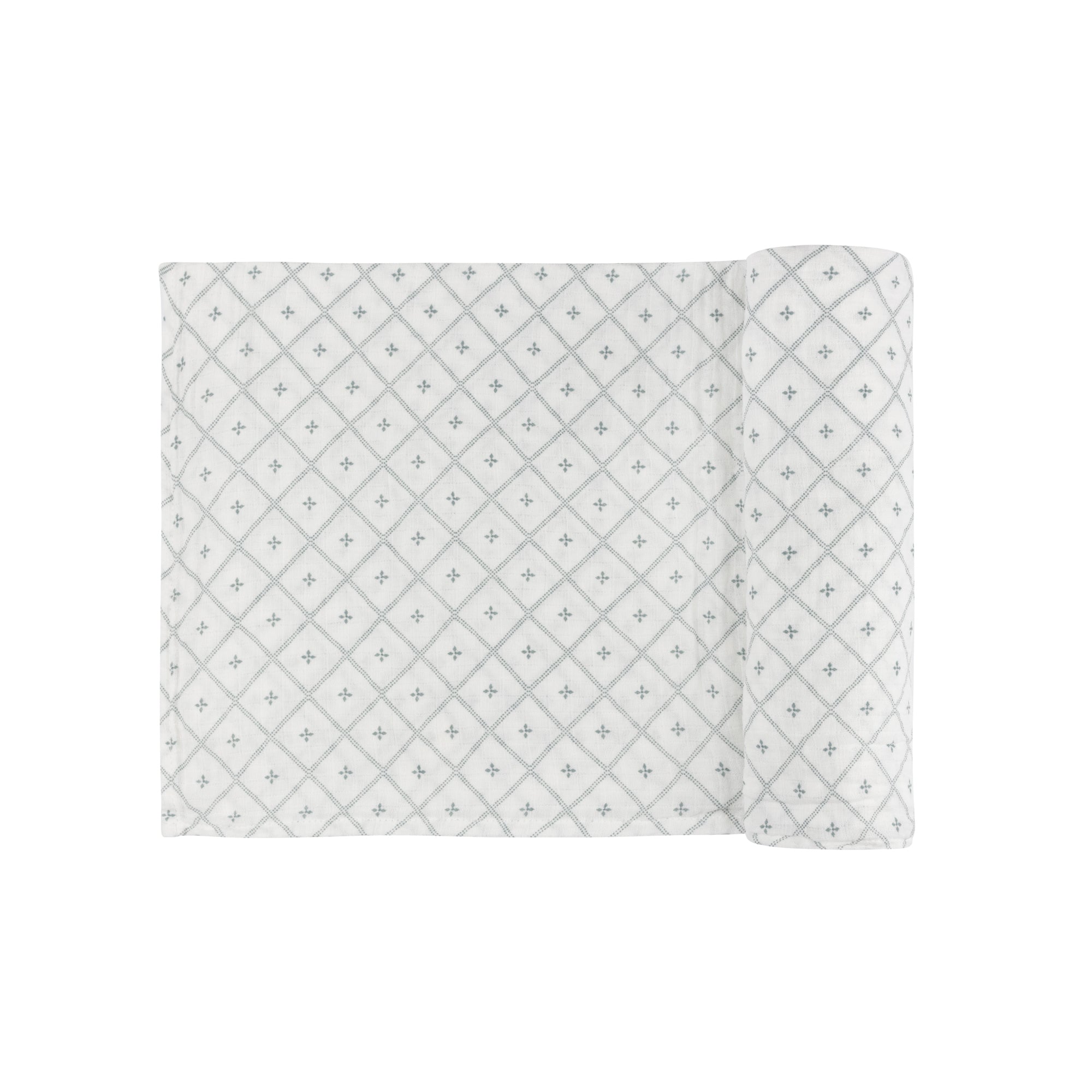 Blue Diamond Floral Muslin Swaddle 2