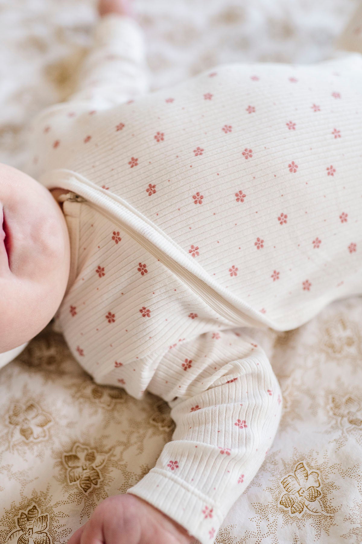 Floral Zipper Footie