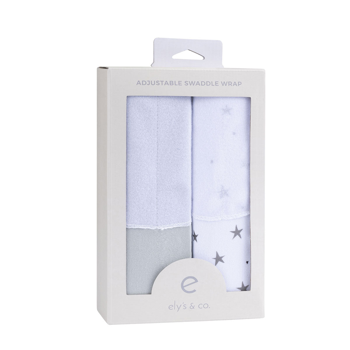Grey Stars Adjustable Swaddle Blanket packaged