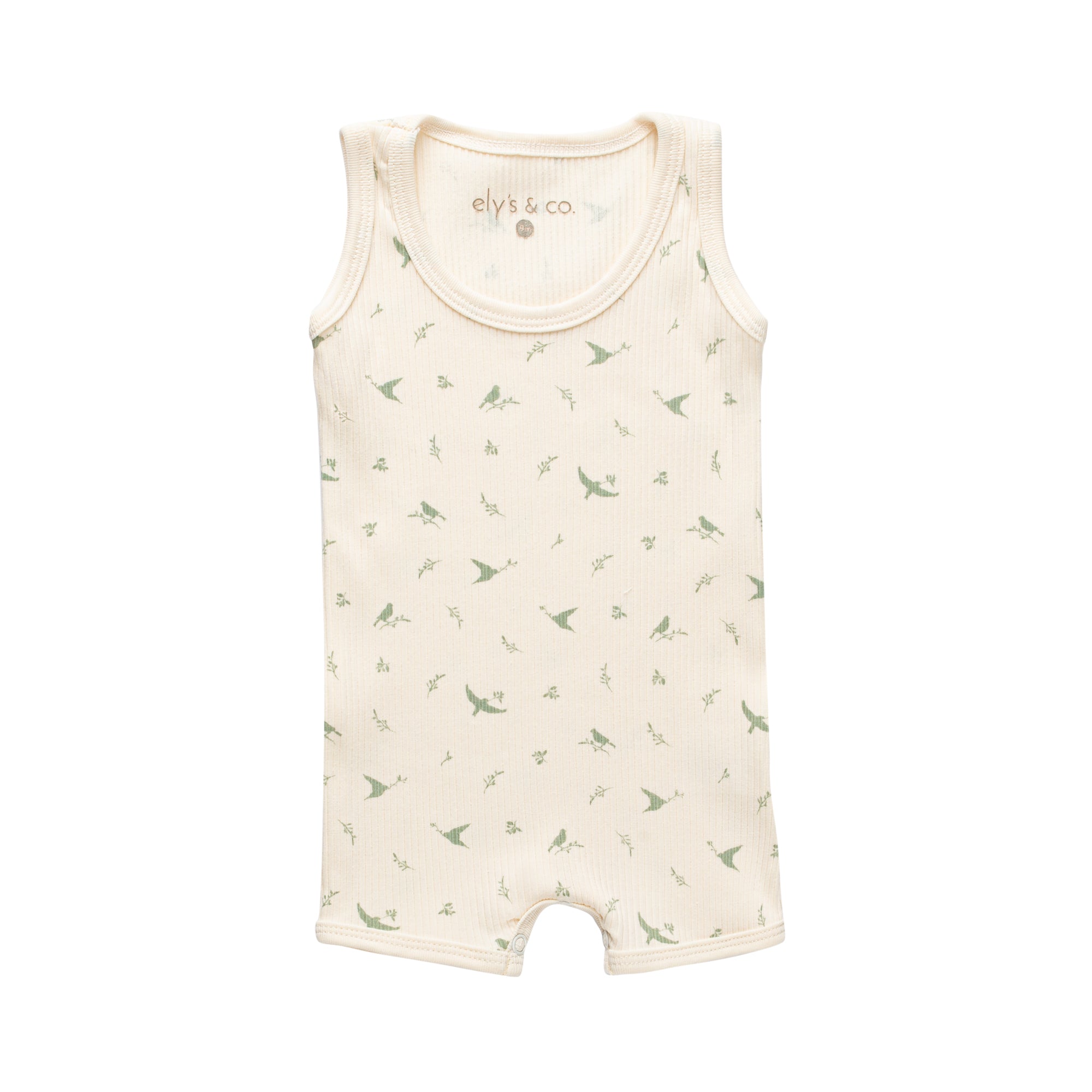 Ribbed Cotton - Bird Collection - Tank Rompers