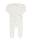 Ivory/Blue Berry Zipper Footie