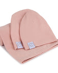 Jersey Knit Pink Cotton Swaddle Blanket and Beanie Gift Set