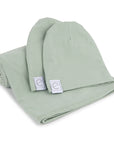 Jersey Knit Sage Swaddle and Beanie Gift Set