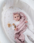 Jersey knit beanie-swaddle Gift Set Mauve/Lavender