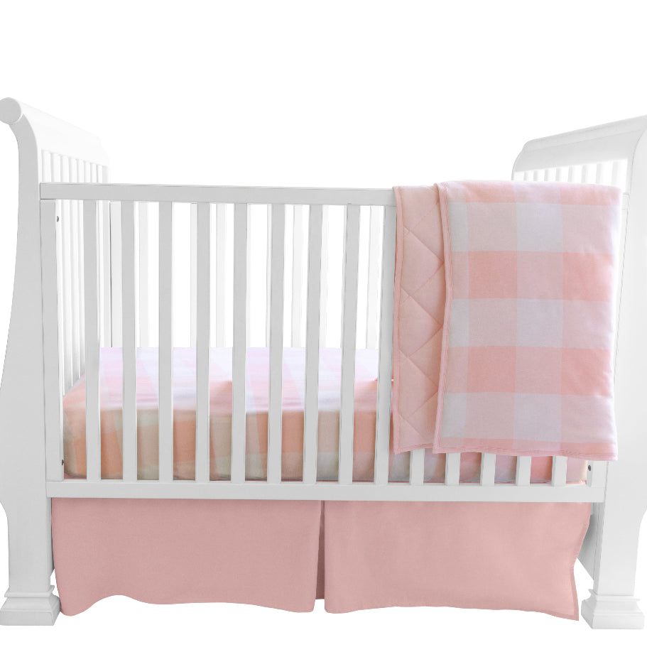 Pink Gingham Three-Piece Crib Bedding Set