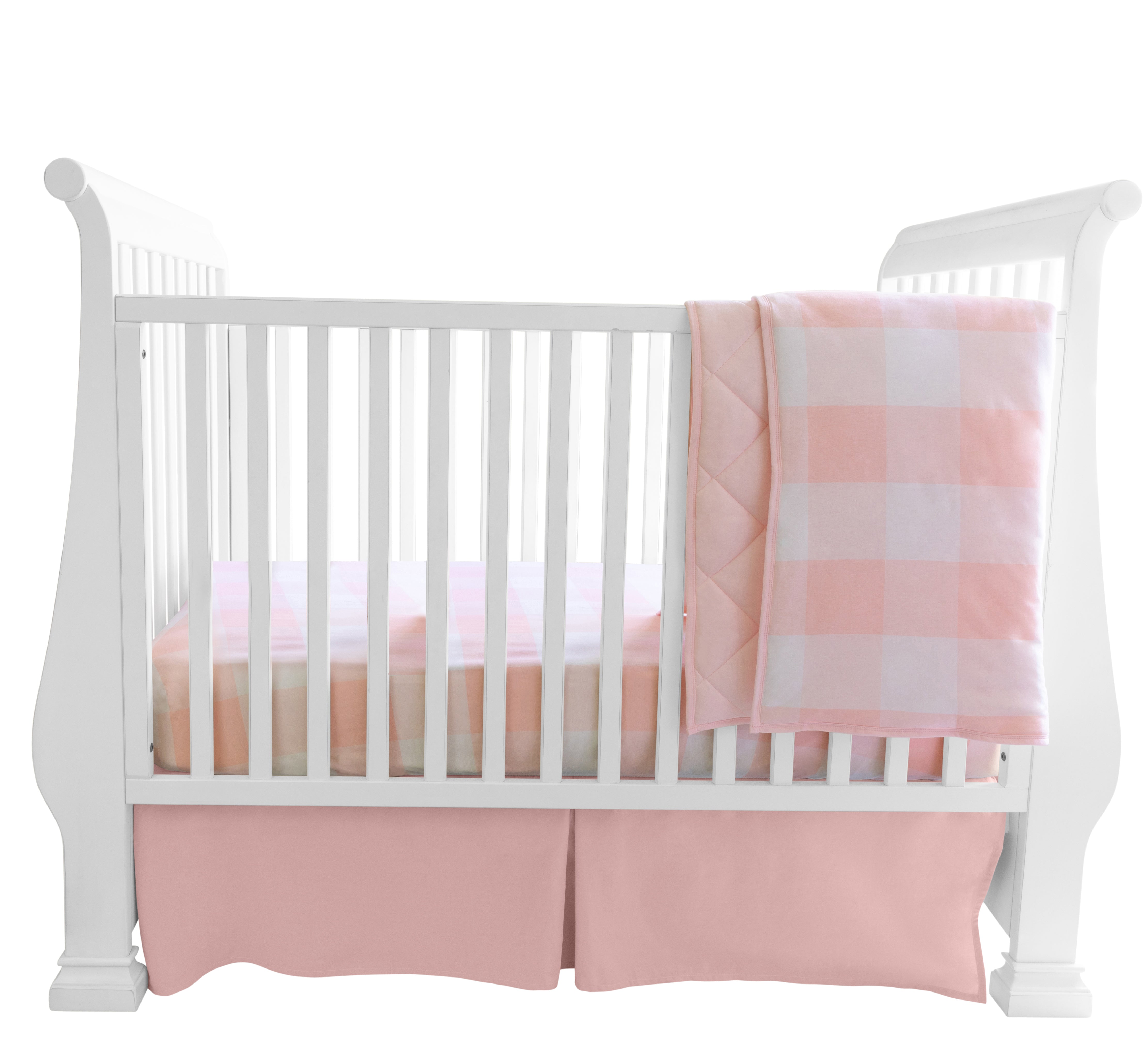 Pink Gingham Three-Piece Crib Bedding Set