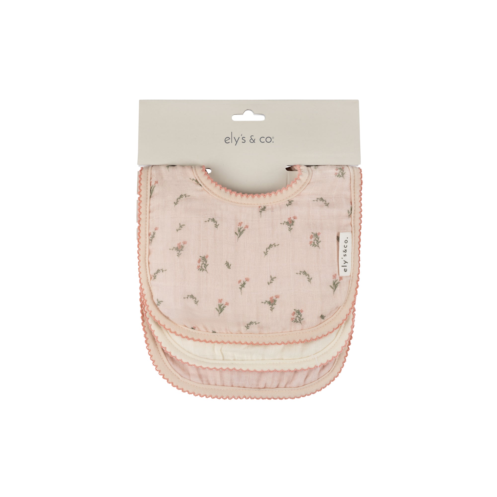 Pink Gingko Muslin Terry Bib Set