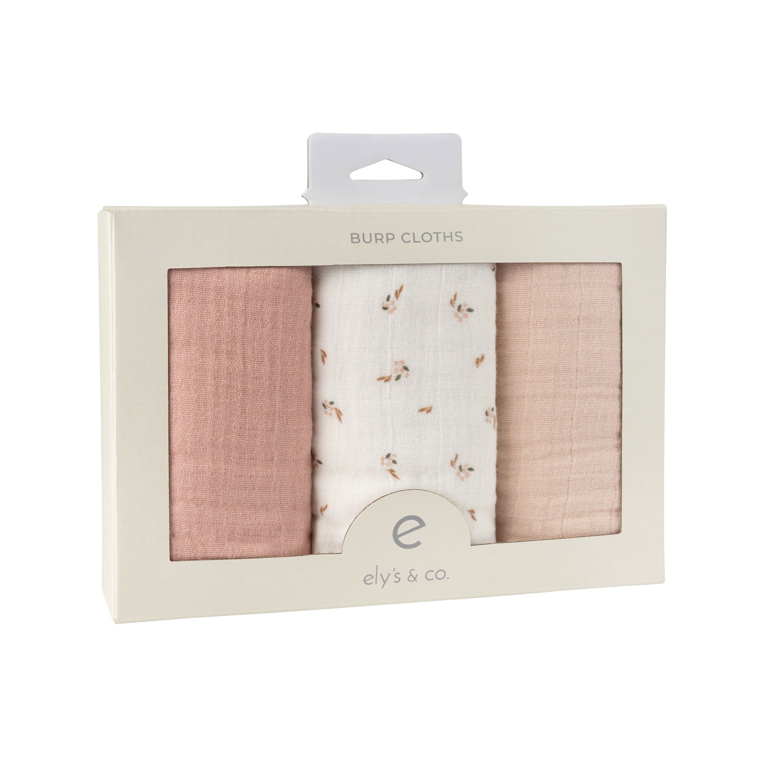 Pink Muslin Burp Cloth Floral packaged