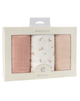 Pink Muslin Burp Cloth Floral packaged