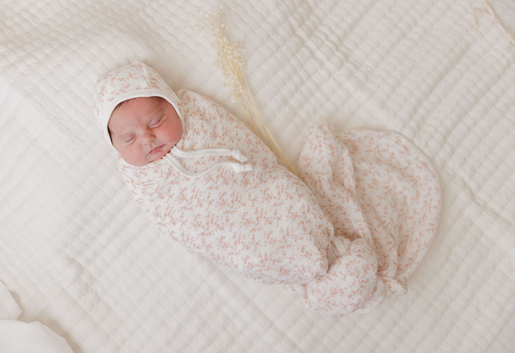 Pink Vine Pattern Muslin Swaddle 47"