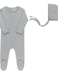 Heart and Star Button Pointelle Collection - Footie + Bonnet