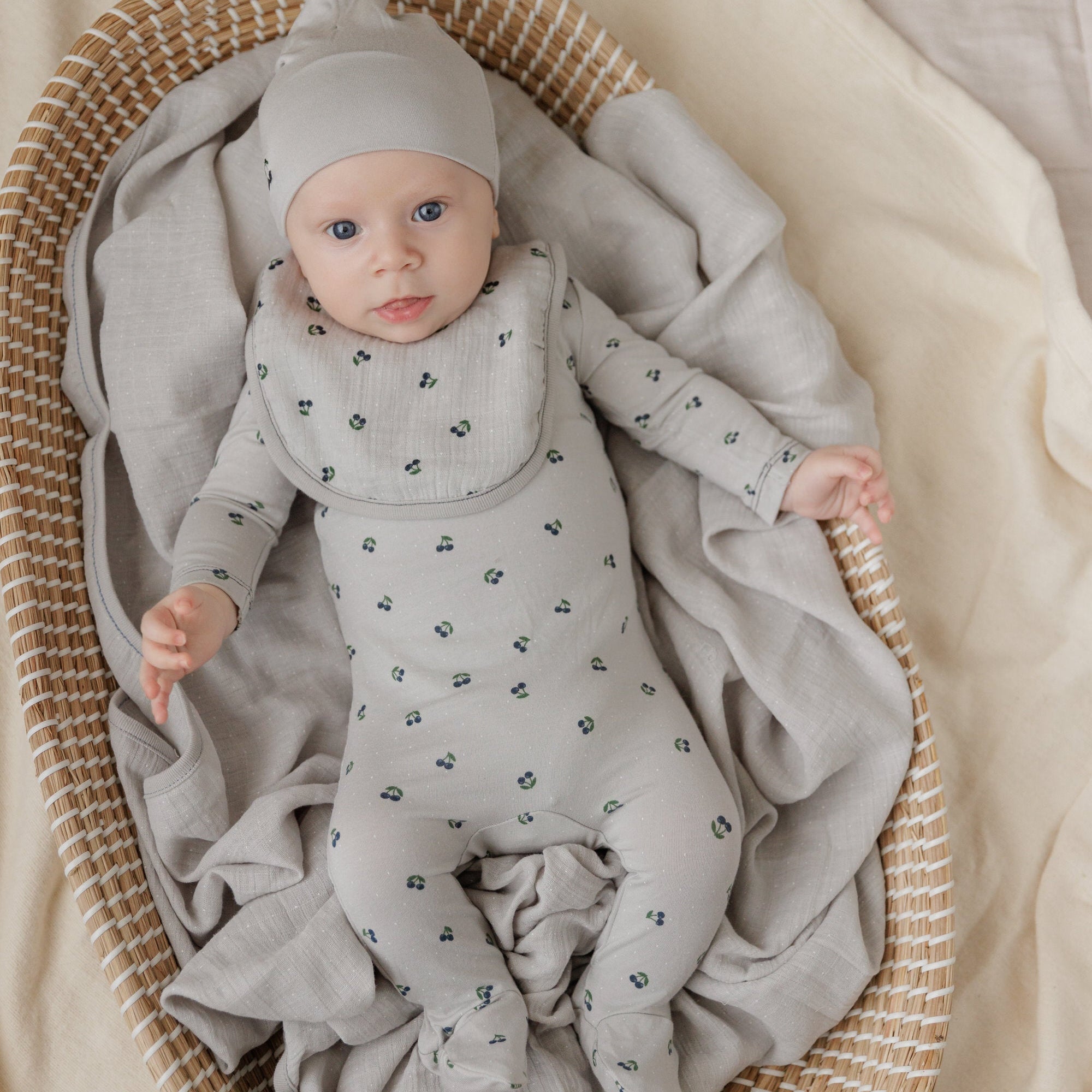 cherry print baby gift outfit