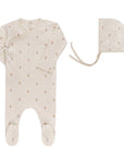 Jersey Cotton Floral Grid Collection - Footie + Bonnet