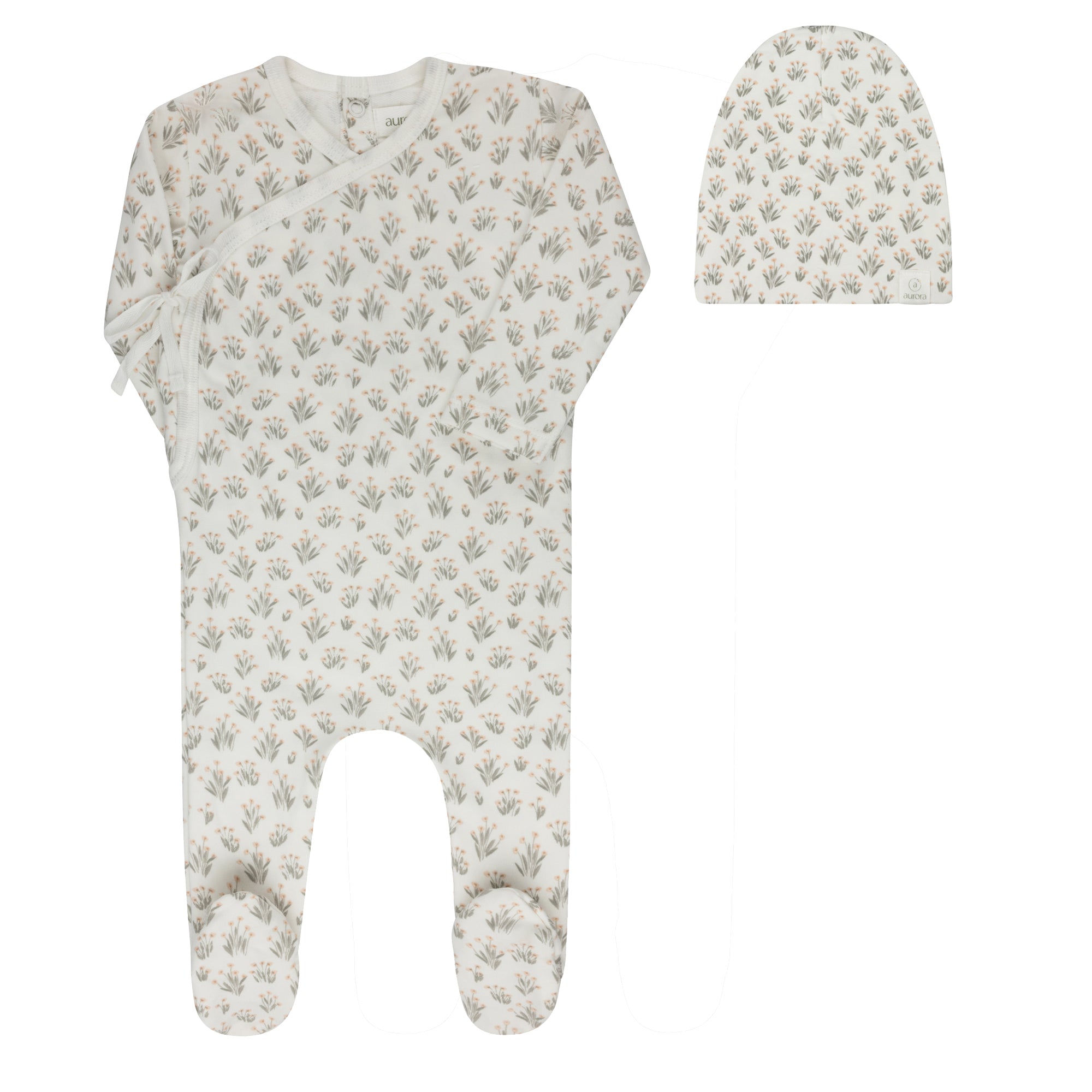 French Terry Blooms Collection - Footie + Beanie