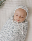 muslin swaddles vine pattern blue