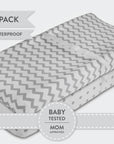 2 pack Grey Waterproof Changing Pad Cover & Cradle Sheet Set