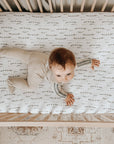 Snug fit crib sheet set forest grey leaf print