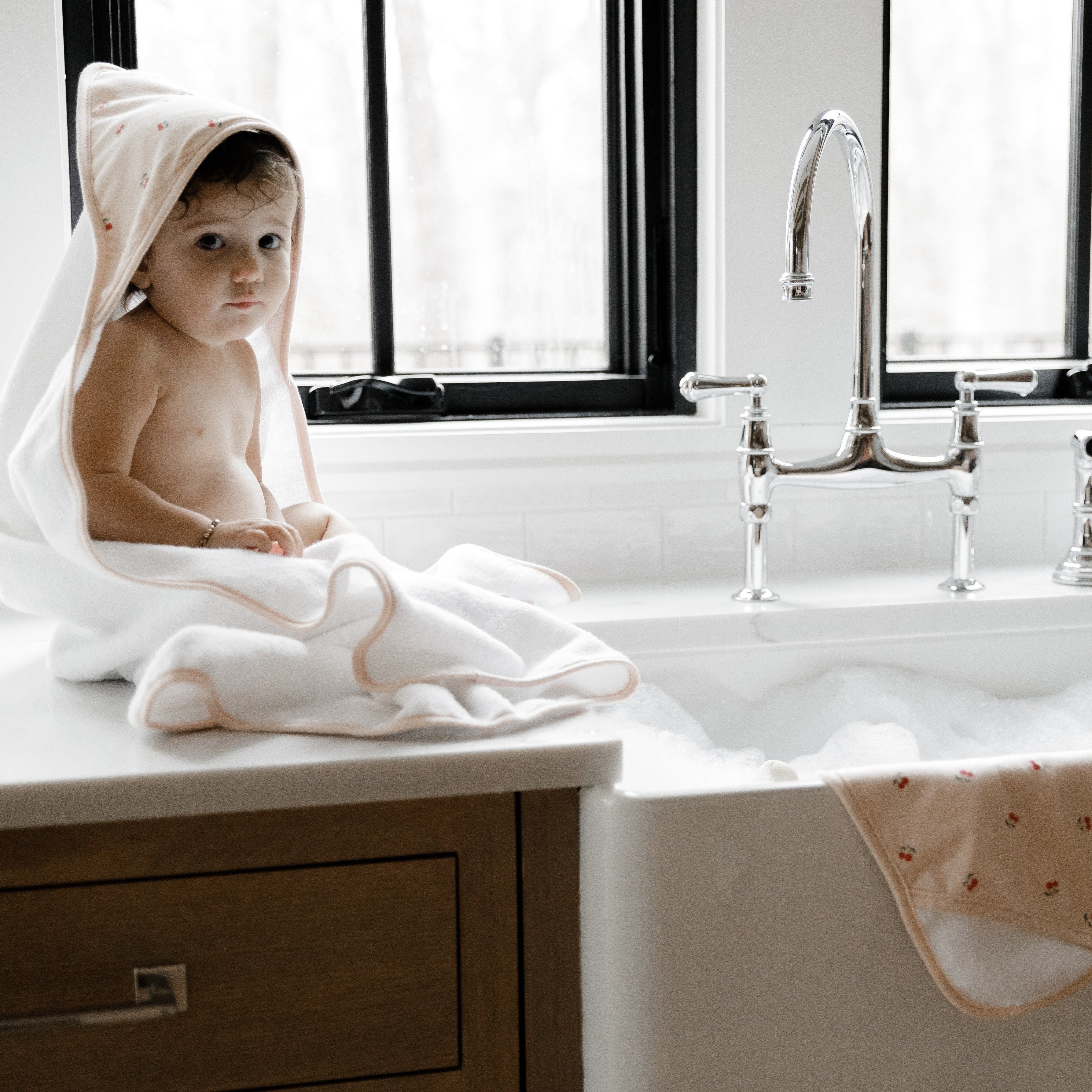 3 pack terry Washcloths - Pink Cherries