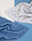 2 Pack Cotton Muslin Swaddle Blanket - Blue Garden Flower