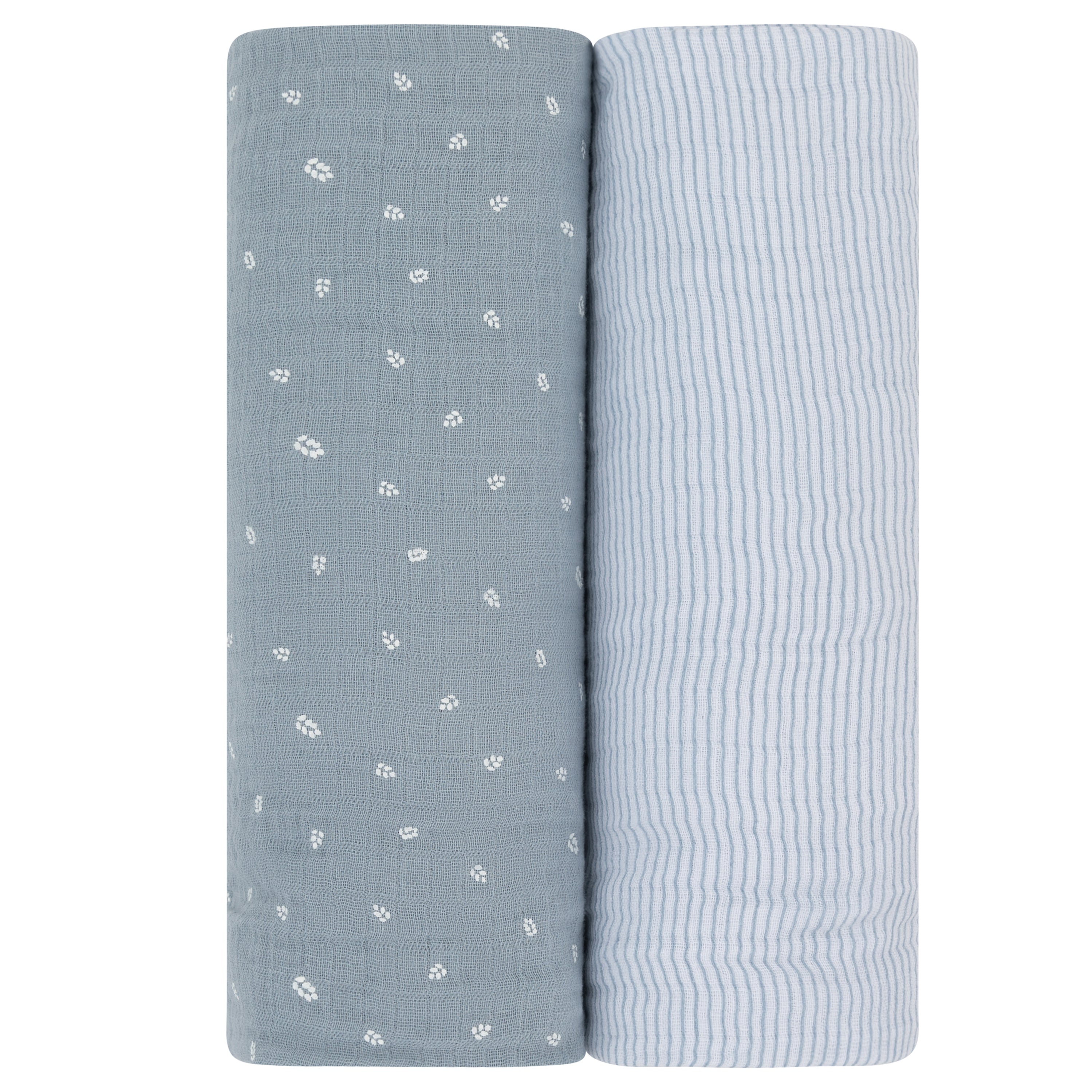 2 Pack Cotton Muslin Swaddle Blanket - Blue Leaf