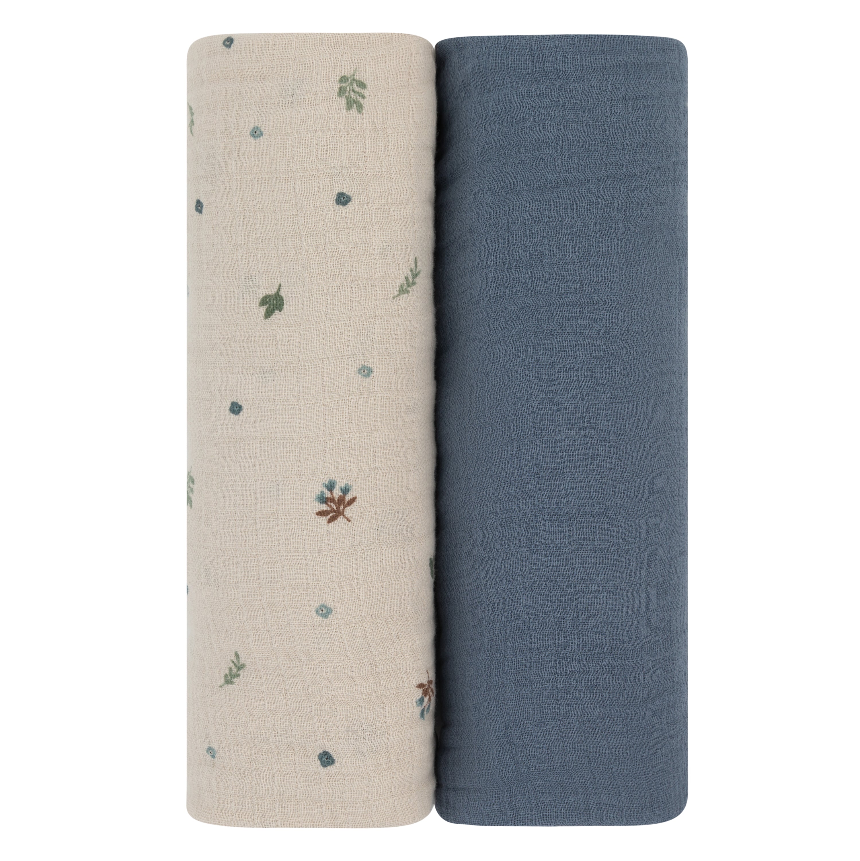 2 Pack Cotton Muslin Swaddle Blanket - Blue Garden Flower