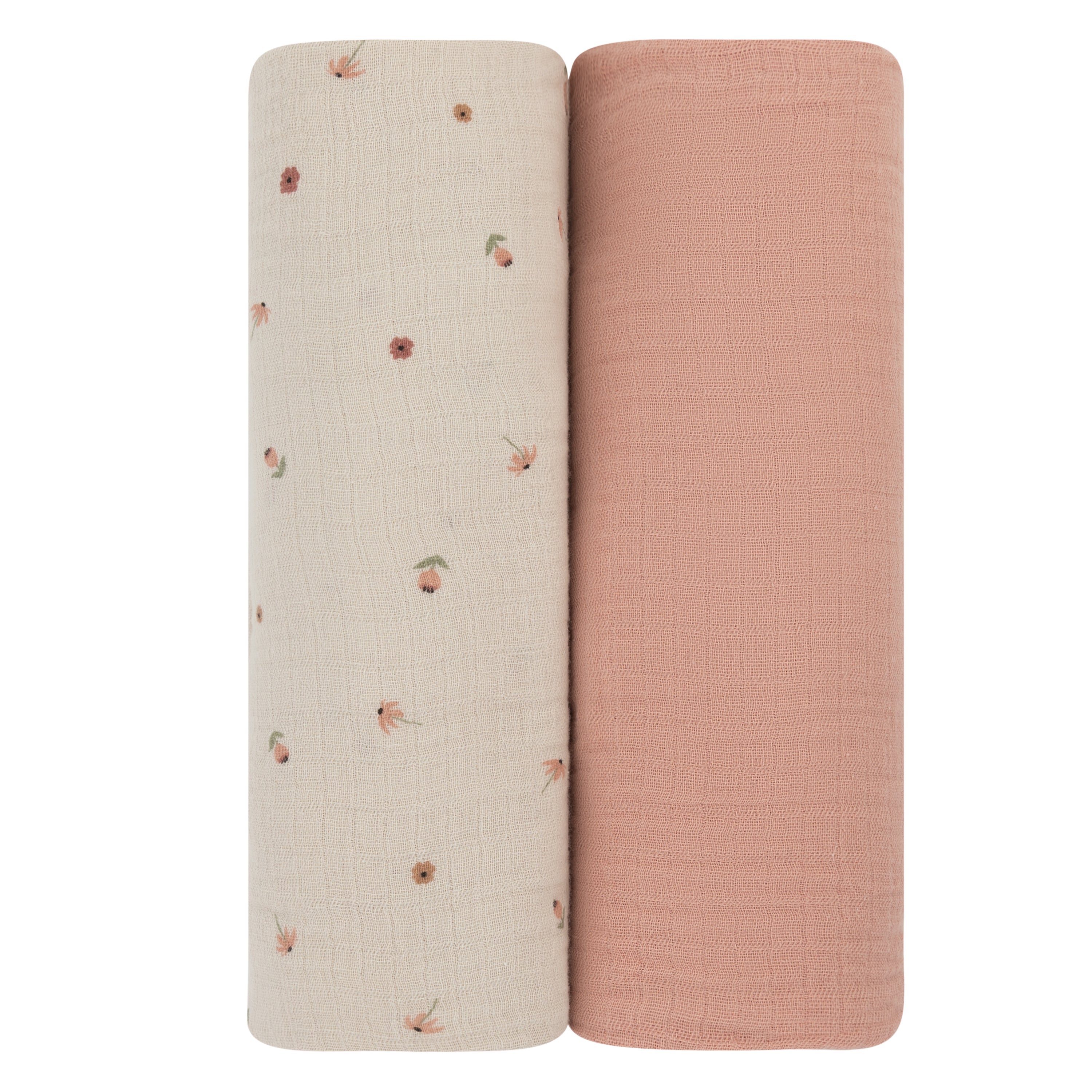 2 Pack Cotton Muslin Swaddle Blanket - Pink Garden Flower