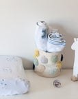 Dusty blue rainbow lightweight baby swaddle