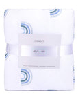 Gift-Ready Three-Piece Blue Rainbow Crib Set