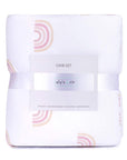 Gift-Ready Three-Piece Dusty Pink Rainbow Crib Set