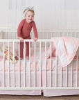 Gingham Baby Crib Sheet Blanket Skirt
